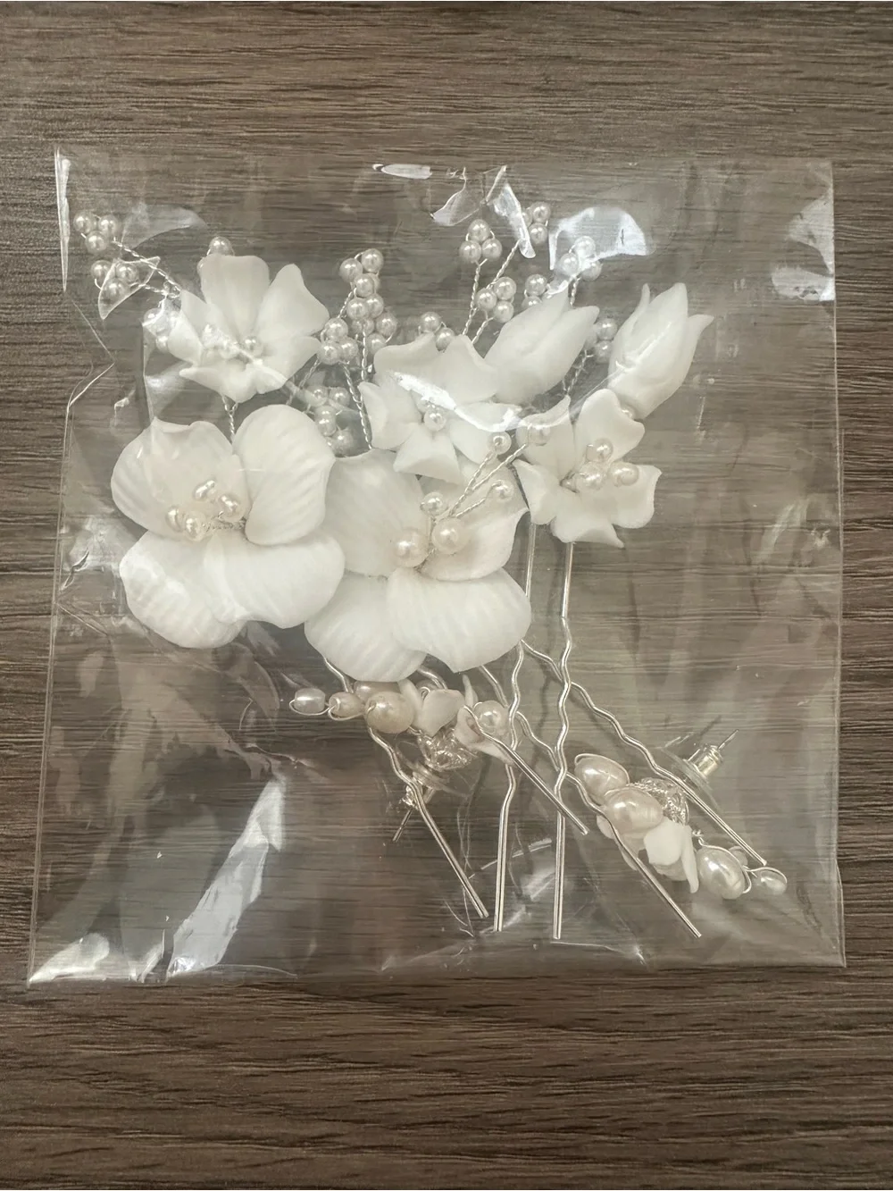 White Floral Bridal Hair Pins by